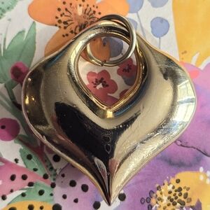 Puffy Heart Pendant silver tone Large big Valentine's Day Love